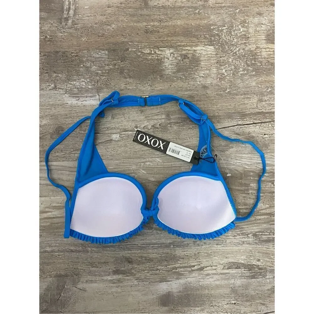 XOXO Bikini Swim Top Padded Blue Women’s Sz M NWT
